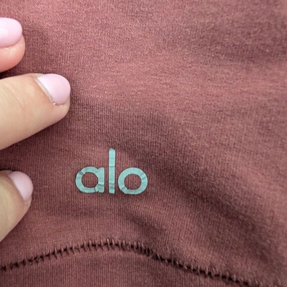 Alo Yoga Social Hoodie Earth Mauve Pink Size Small Comfy Neck Sweater Drawstring - Picture 4 of 4
